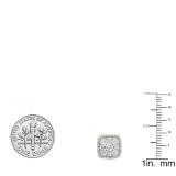 1.00 Carat (ctw) 18K Yellow Gold Round White Diamond Ladies Cluster Style Stud Earrings 1 CT