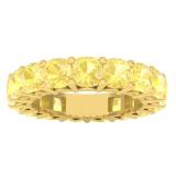 10K Yellow Gold 4 MM Cushion Citrine Ladies Eternity Wedding Anniversary Stackable Ring Band