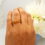10K Yellow Gold 4 MM Cushion Citrine Ladies Eternity Wedding Anniversary Stackable Ring Band