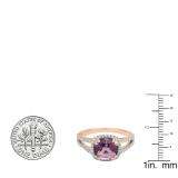 10K Rose Gold 8 MM Cushion Amethyst & Round Diamond Ladies Halo Split Shank Engagement Ring