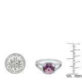 10K White Gold 8 MM Cushion Amethyst & Round Diamond Ladies Halo Split Shank Engagement Ring