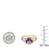 10K Yellow Gold 8 MM Cushion Amethyst & Round Diamond Ladies Halo Split Shank Engagement Ring