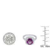 14K White Gold 9X9 MM Cushion Amethyst & Round White Diamond Bridal Halo Engagement Ring