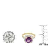 14K Yellow Gold 9X9 MM Cushion Amethyst & Round White Diamond Bridal Halo Engagement Ring
