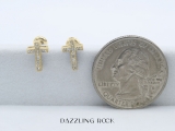 0.12 Carat (ctw) 14K Yellow Gold Round White Diamond Ladies Cross Stud Earrings