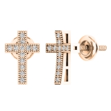 0.12 Carat (ctw) 18K Rose Gold Round White Diamond Ladies Cross Stud Earrings
