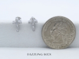 0.12 Carat (ctw) 18K White Gold Round White Diamond Ladies Cross Stud Earrings