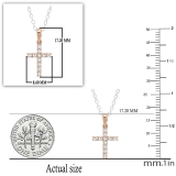 0.15 Carat (ctw) 10K Rose Gold Round Diamond Ladies Cross Pendant (Silver Chain Included)
