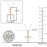 0.15 Carat (ctw) 10K Yellow Gold Round Diamond Ladies Cross Pendant (Silver Chain Included)