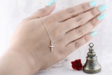 0.15 Carat (ctw) 14K Rose Gold Round Diamond Ladies Cross Pendant (Silver Chain Included)