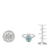 10K White Gold 8X6 MM Oval Blue Topaz & Round White Diamond Bridal Engagement Ring