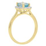 10K Yellow Gold 8X6 MM Oval Blue Topaz & Round White Diamond Bridal Engagement Ring