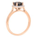 10K Rose Gold 8X6 MM Oval Blue Sapphire & Round White Diamond Ladies Bridal Halo Engagement Ring