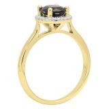 10K Yellow Gold 8X6 MM Oval Blue Sapphire & Round White Diamond Ladies Bridal Halo Engagement Ring