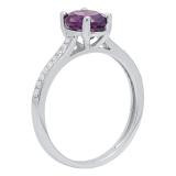 10K White Gold 8X6 MM Oval Amethyst & Round White Diamond Ladies Bridal Halo Engagement Ring