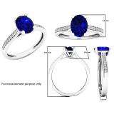 10K White Gold 8X6 MM Oval Amethyst & Round White Diamond Ladies Bridal Halo Engagement Ring