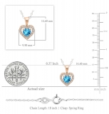 18K Rose Gold 5 MM Heart Blue Topaz & Round White Diamond Ladies Halo Heart Shape Pendant