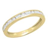 0.50 Carat (ctw) 14K Yellow Gold Round & Baguette White Diamond Ladies Wedding Stackable Band 1/2 CT