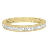 0.50 Carat (ctw) 14K Yellow Gold Round & Baguette White Diamond Ladies Wedding Stackable Band 1/2 CT