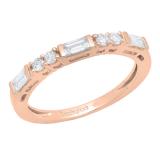 0.50 Carat (ctw) 10K Rose Gold Round & Baguette White Diamond Ladies Wedding Stackable Band 1/2 CT