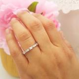 0.50 Carat (ctw) 10K White Gold Round & Baguette White Diamond Ladies Wedding Stackable Band 1/2 CT