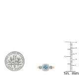 18K Rose Gold Cushion Aquamarine & Round Diamond Bridal 3 Stone Engagement Ring