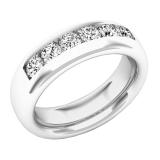 1.05 Carat (ctw) 10K White Gold Round White Diamond Men's Comfort Fit Wedding Band 1 CT