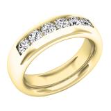 1.05 Carat (ctw) 10K Yellow Gold Round White Diamond Men's Comfort Fit Wedding Band 1 CT