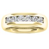1.05 Carat (ctw) 10K Yellow Gold Round White Diamond Men's Comfort Fit Wedding Band 1 CT