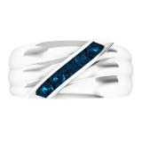 0.30 Carat (ctw) Sterling Silver Round Blue Diamond Men's 5 Stone Wedding Band 1/3 CT