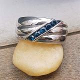 0.30 Carat (ctw) Sterling Silver Round Blue Diamond Men's 5 Stone Wedding Band 1/3 CT