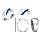 0.30 Carat (ctw) Sterling Silver Round Blue Diamond Men's 5 Stone Wedding Band 1/3 CT