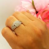 0.75 Carat (ctw) 14K White Gold Princess & Round Diamond Ladies Halo Engagement Ring Set 3/4 CT