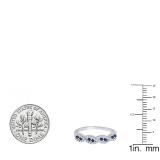 14K White Gold Round Blue Sapphire & Diamond Ladies Swirl Anniversary Wedding Band 1/3 CT