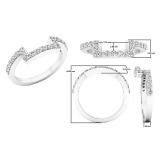 0.30 Carat (ctw) 14K White Gold Round Diamond Ladies Wedding Contour Band Guard Ring 1/3 CT