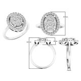 0.90 Carat (ctw) 10K White Gold Round White Diamond Ladies Cluster Engagement Ring