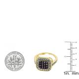 0.20 Carat (ctw) 18K Yellow Gold Plated Sterling Silver Round Diamond Ladies Right Hand Ring 1/5 CT
