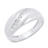 0.25 Carat (ctw) Sterling Silver Round Diamond Men's 7 Stone Wedding Stackable Band 1/4 CT