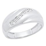 0.25 Carat (ctw) Sterling Silver Round Diamond Men's 7 Stone Wedding Stackable Band 1/4 CT