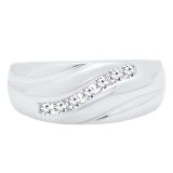 0.25 Carat (ctw) Sterling Silver Round Diamond Men's 7 Stone Wedding Stackable Band 1/4 CT