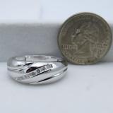 0.25 Carat (ctw) Sterling Silver Round Diamond Men's 7 Stone Wedding Stackable Band 1/4 CT