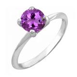 Sterling Silver 10 MM Round Amethyst Ladies Solitaire Bridal Engagement Ring