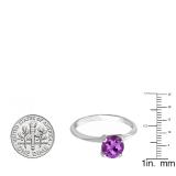 Sterling Silver 10 MM Round Amethyst Ladies Solitaire Bridal Engagement Ring