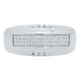 0.25 Carat (ctw) Sterling Silver Round Diamond Men's Micro Pave Hip Hop Wedding Band 1/4 CT