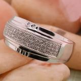 0.25 Carat (ctw) Sterling Silver Round Diamond Men's Micro Pave Hip Hop Wedding Band 1/4 CT