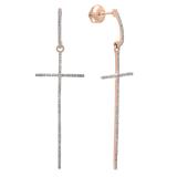 0.20 Carat (ctw) 10K Rose Gold Round Diamond Ladies Cross Shaped Dangling Drop Earrings 1/5 CT