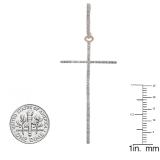 0.20 Carat (ctw) 10K Rose Gold Round Diamond Ladies Cross Shaped Dangling Drop Earrings 1/5 CT
