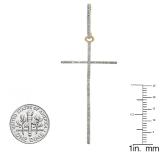 0.20 Carat (ctw) 10K Yellow Gold Round Diamond Ladies Cross Shaped Dangling Drop Earrings 1/5 CT