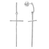 0.20 Carat (ctw) 18K White Gold Round Diamond Ladies Cross Shaped Dangling Drop Earrings 1/5 CT