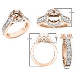 1.20 Carat (ctw) 18K Rose Gold Round Diamond Vintage Semi Mount Ring (No Center Stone)